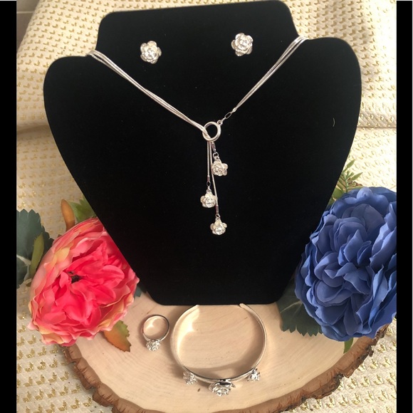 Fashion Jewelry Jewelry - 925 Silver Plated Rose Flower 🌸 Set